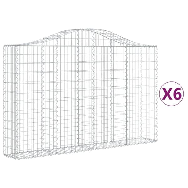 vidaXL Gabionkurver buede 6 stk 200x30x120/140 cm galvanisert jern