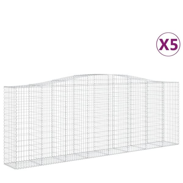 vidaXL Gabionkurver buede 5 stk 400x50x140/160 cm galvanisert jern