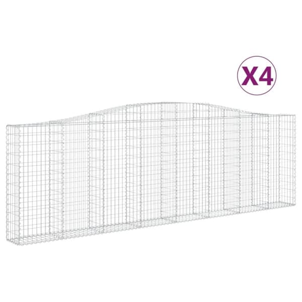 vidaXL Gabioner bågformade 4 st 400x30x120/140 cm galvaniserat järn