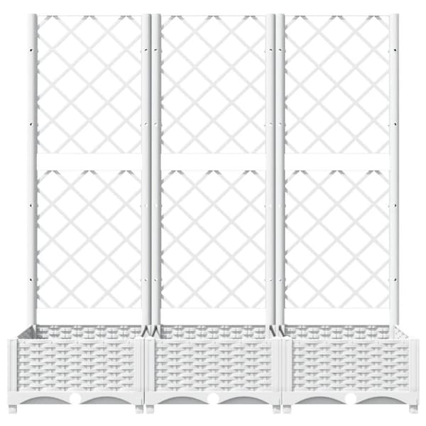 vidaXL plantekasse med espalier 120x40x121,5 cm PP hvid
