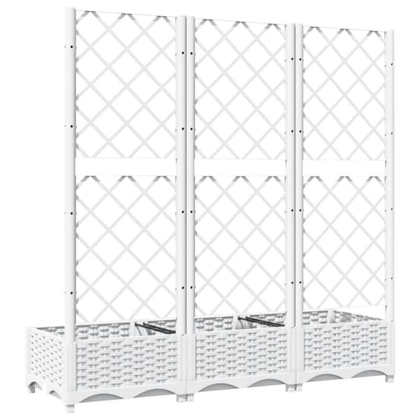 vidaXL plantekasse med espalier 120x40x121,5 cm PP hvid