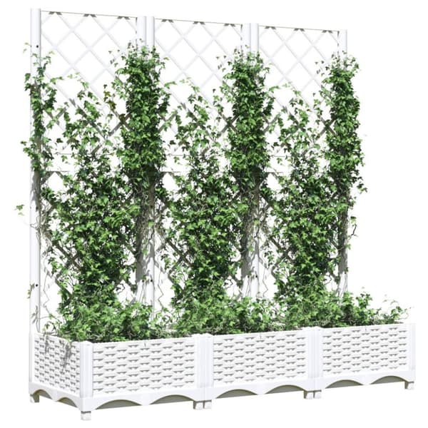 vidaXL plantekasse med espalier 120x40x121,5 cm PP hvid