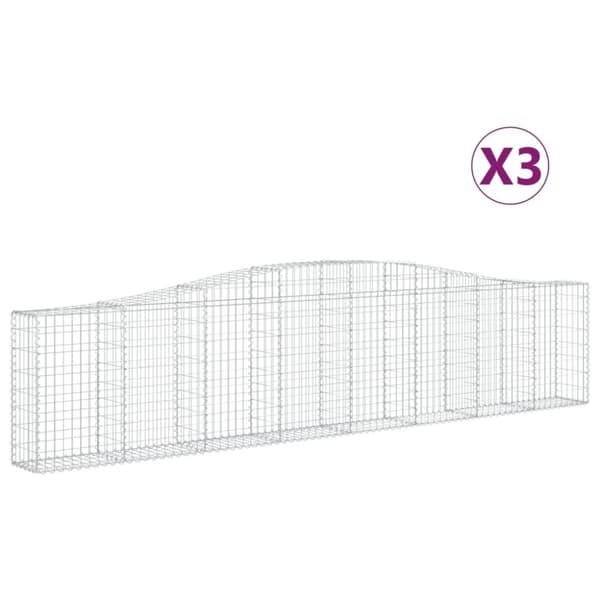 vidaXL Gabionkurver buede 3 stk 400x30x80/100 cm galvanisert jern