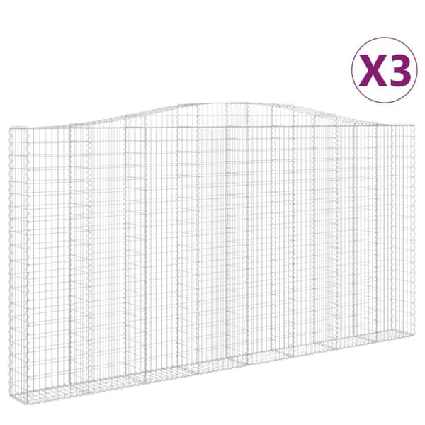 vidaXL Gabionkurver buede 3 stk 400x30x200/220 cm galvanisert jern