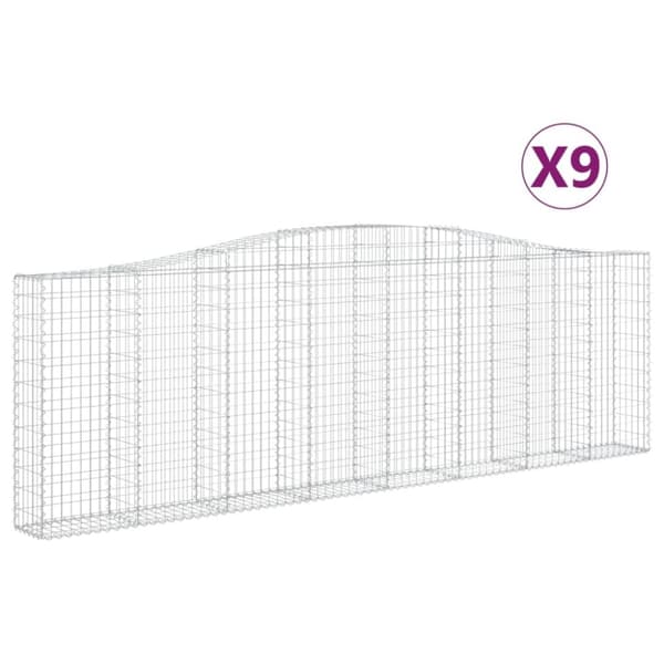 vidaXL Gabionkurver buede 9 stk 400x30x120/140 cm galvanisert jern