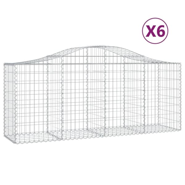 vidaXL Gabionkurver buede 6 stk 200x50x80/100 cm galvanisert jern