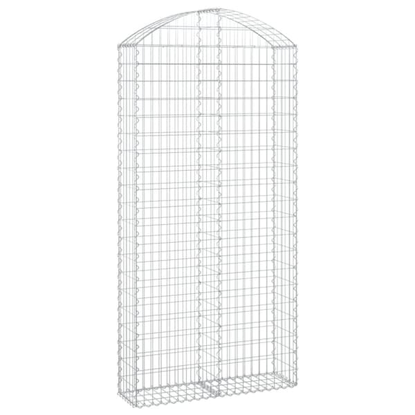 vidaXL Kaareva kivikori 100x30x200/220 cm galvanoitu rauta