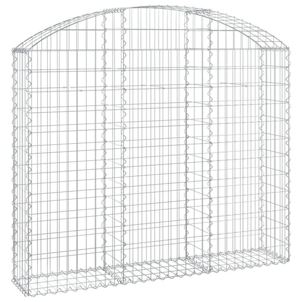 vidaXL buet gabionkurv 150x30x120/140 cm galvaniseret jern