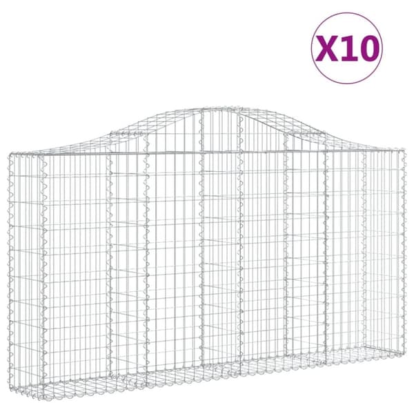 vidaXL buede gabionkurve 10 stk. 200x30x100/120 cm galvaniseret jern