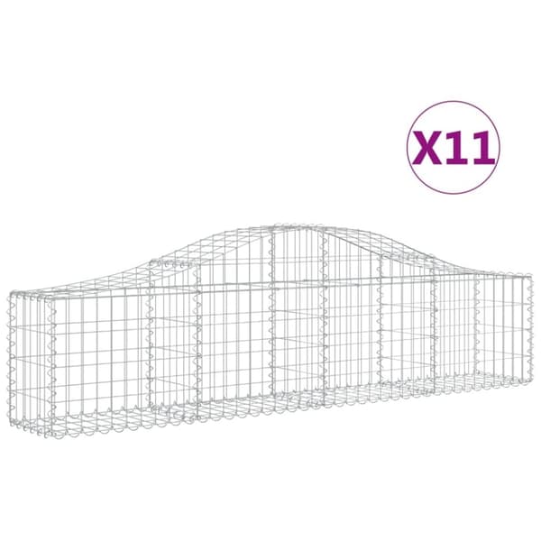 vidaXL buede gabionkurve 11 stk. 200x30x40/60 cm galvaniseret jern