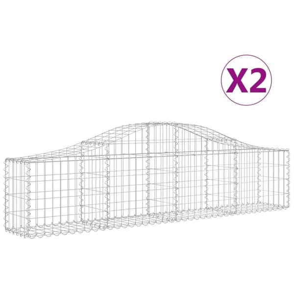 vidaXL buede gabionkurve 2 stk. 200x30x40/60 cm galvaniseret jern