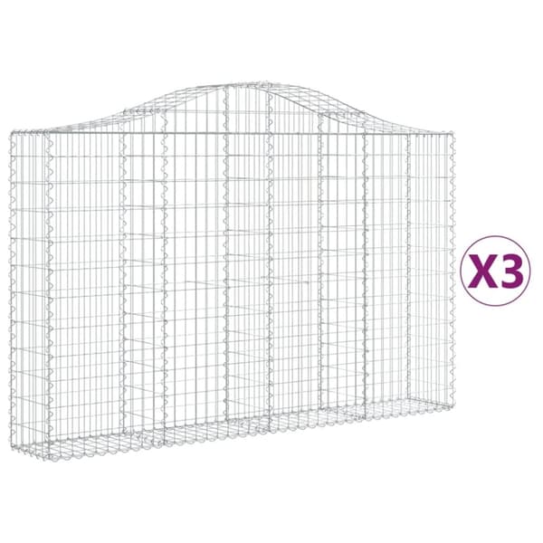 vidaXL Kaarevat kivikorit 3 kpl 200x30x120/140 cm galvanoitu rauta