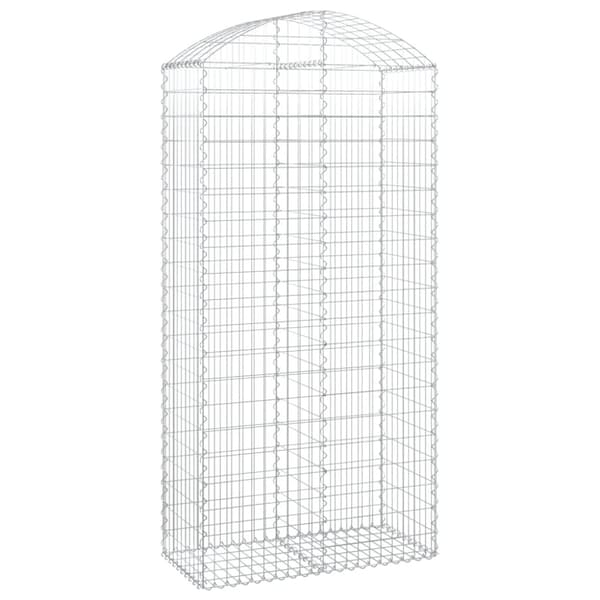 vidaXL Kaareva kivikori 100x50x200/220 cm galvanoitu rauta