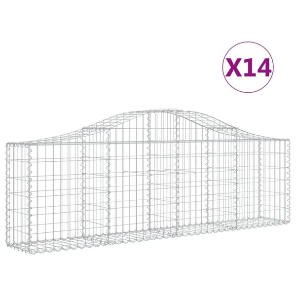 vidaXL buede gabionkurve 14 stk. 200x30x60/80 cm galvaniseret jern