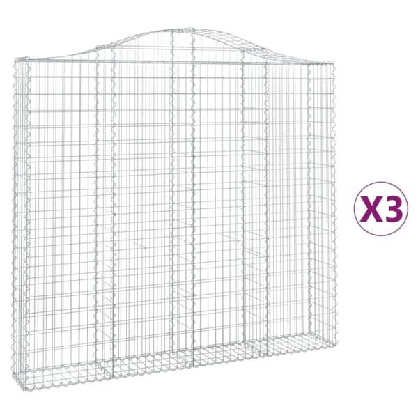 vidaXL Kaarevat kivikorit 3 kpl 200x30x180/200 cm galvanoitu rauta