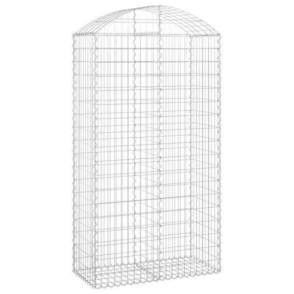 vidaXL Gabion bågformad 100x50x180/200 cm galvaniserat järn