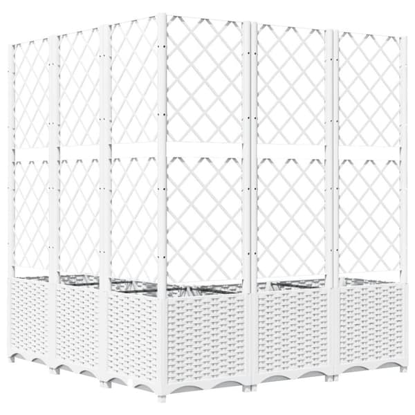 vidaXL Plantekasse med espalier hvit 120x120x136 cm PP