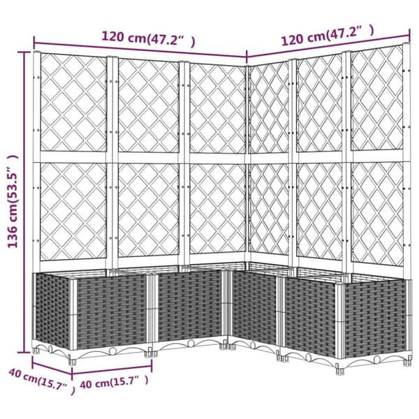 vidaXL Plantekasse med espalier hvit 120x120x136 cm PP