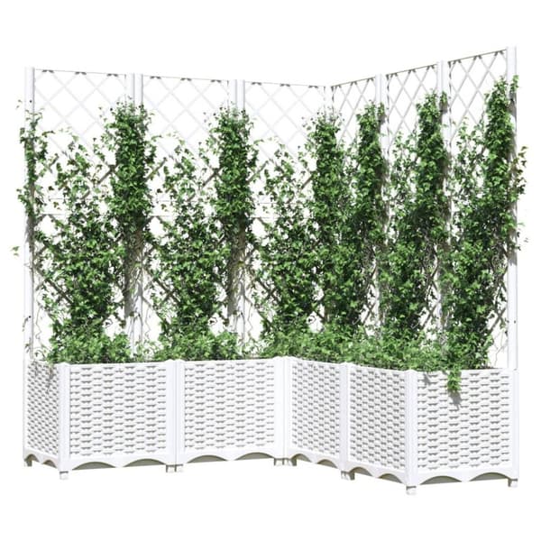 vidaXL Plantekasse med espalier hvit 120x120x136 cm PP