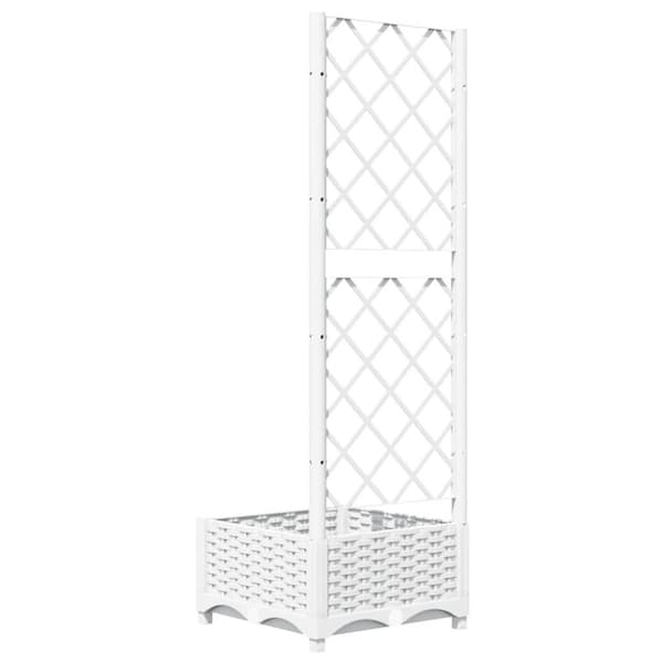 vidaXL Plantekasse med espalier hvit 40x40x121,5 cm PP
