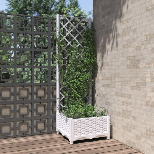 vidaXL Plantekasse med espalier hvit 40x40x121,5 cm PP