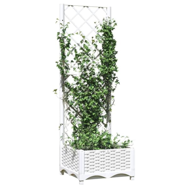 vidaXL Plantekasse med espalier hvit 40x40x121,5 cm PP