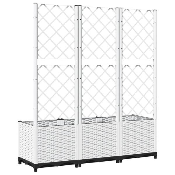 vidaXL Odlingslåda med spaljé vit 120x40x136 cm PP