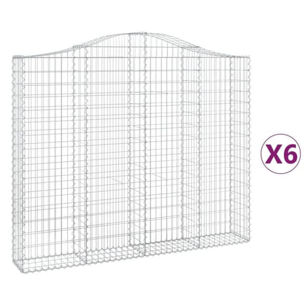 vidaXL Gabionkurver buede 6 stk 200x30x160/180 cm galvanisert jern