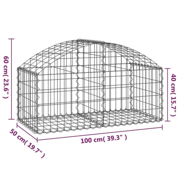 vidaXL Gabion bågformad 100x50x40/60 cm galvaniserat järn