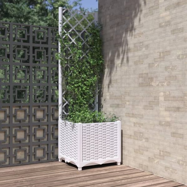 vidaXL Plantekasse med espalier hvit 40x40x136 cm PP