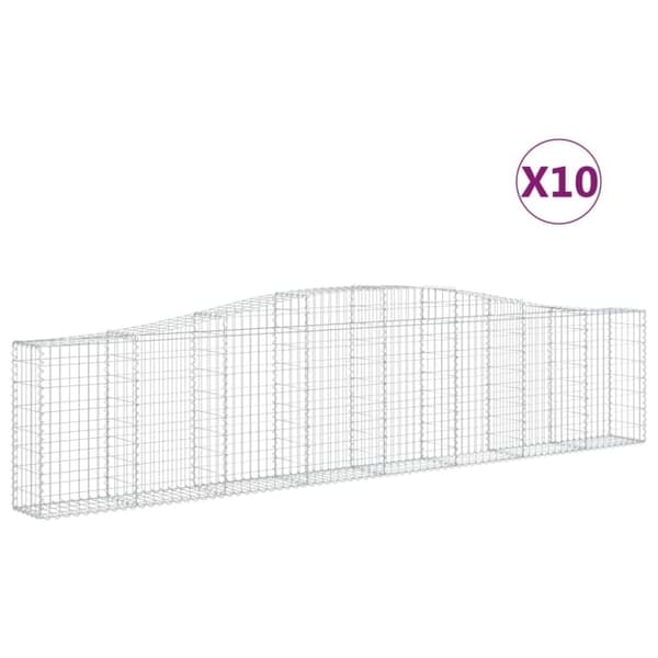 vidaXL Gabionkurver buede 10 stk 400x30x80/100 cm galvanisert jern
