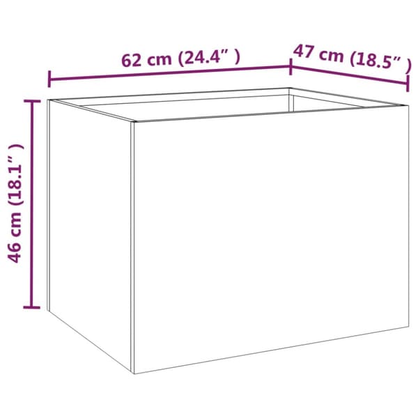 vidaXL Odlingslåda 62x47x46 cm rosttrögt stål