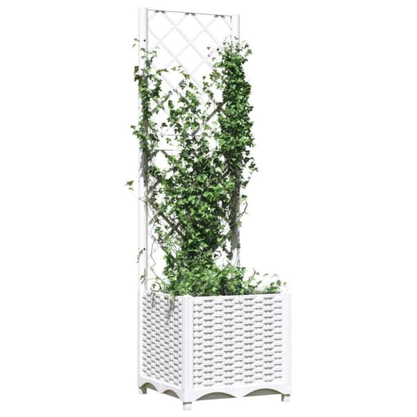 vidaXL plantekasse med espalier 40x40x136 cm PP hvid