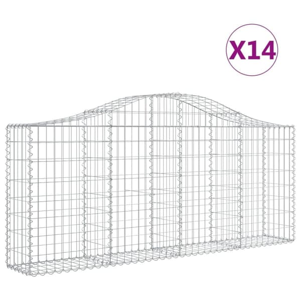 vidaXL buede gabionkurve 14 stk. 200x30x80/100 cm galvaniseret jern