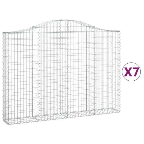 vidaXL buede gabionkurve 7 stk. 200x30x140/160 cm galvaniseret jern
