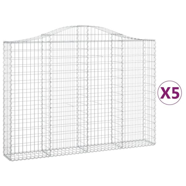 vidaXL Kaarevat kivikorit 5 kpl 200x30x140/160 cm galvanoitu rauta