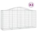 Miniatyrbillede 2 af 6: vidaXL buede gabionkurve 3 stk. 200x50x100/120 cm galvaniseret jern