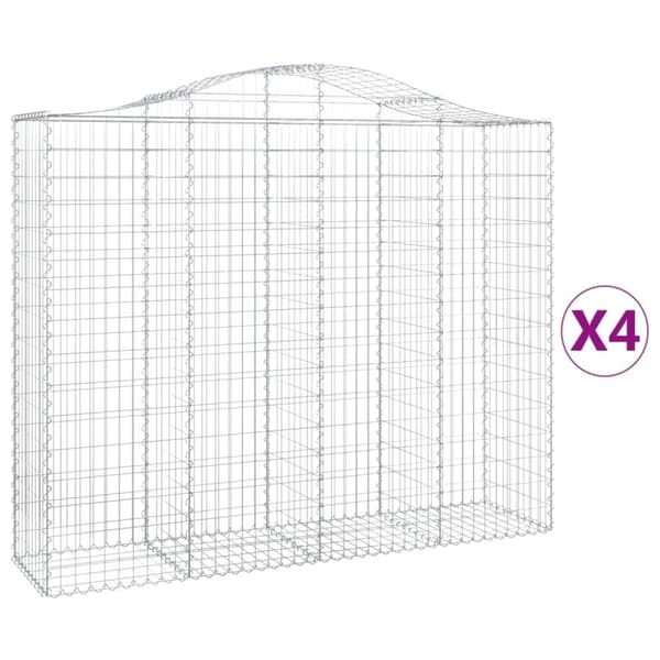 vidaXL buede gabionkurve 4 stk. 200x50x160/180 cm galvaniseret jern