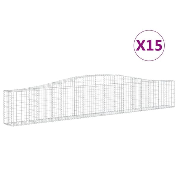 vidaXL buede gabionkurve 15 stk. 400x30x60/80 cm galvaniseret jern