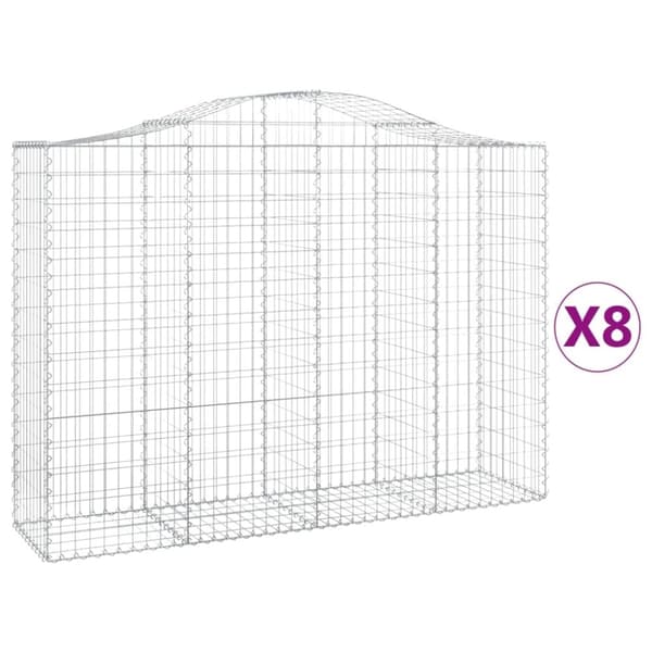 vidaXL buede gabionkurve 8 stk. 200x50x140/160 cm galvaniseret jern