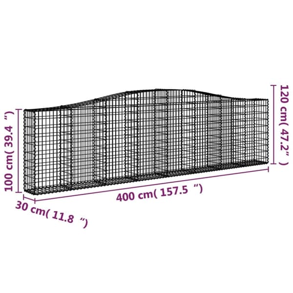 vidaXL Kaarevat kivikorit 7 kpl 400x30x100/120 cm galvanoitu rauta