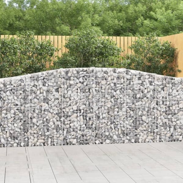 vidaXL buede gabionkurve 7 stk. 400x30x100/120 cm galvaniseret jern