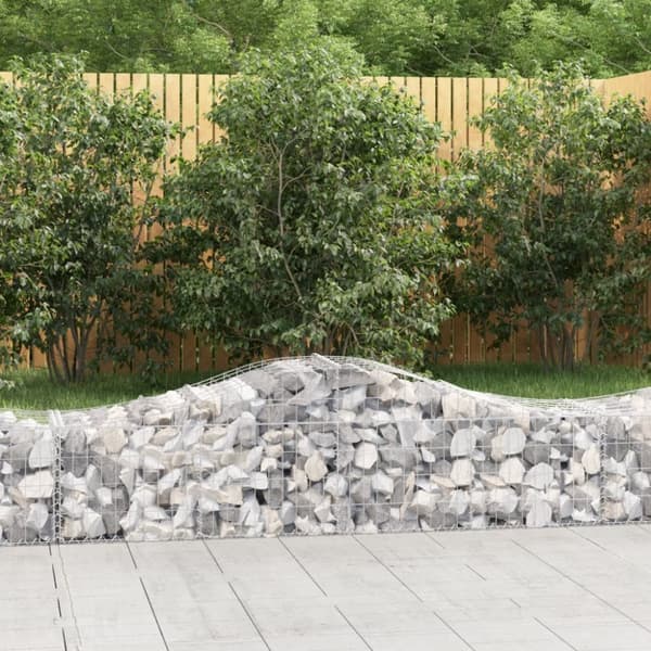 vidaXL buede gabionkurve 12 stk. 200x50x40/60 cm galvaniseret jern