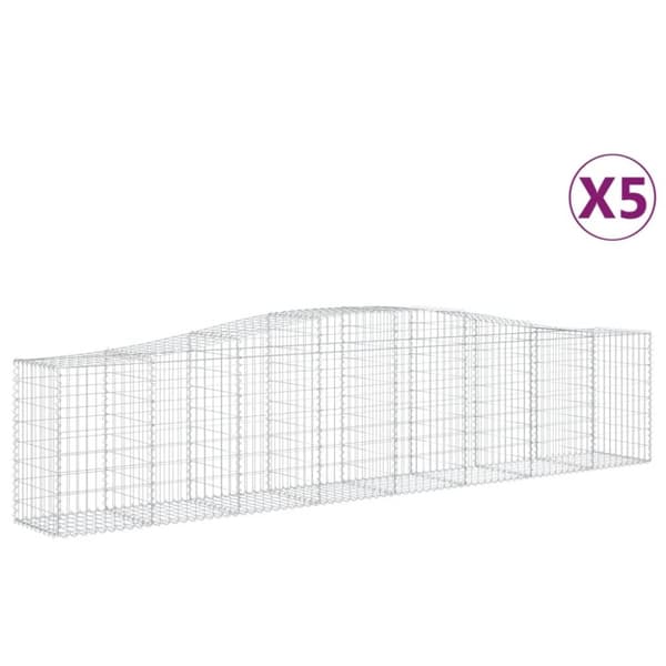 vidaXL buede gabionkurve 5 stk. 400x50x80/100 cm galvaniseret jern