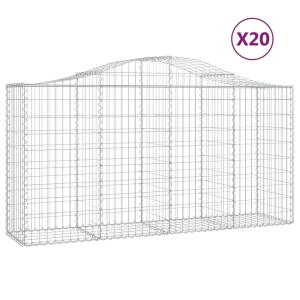 vidaXL Gabionkurver buede 20 stk 200x50x100/120 cm galvanisert jern