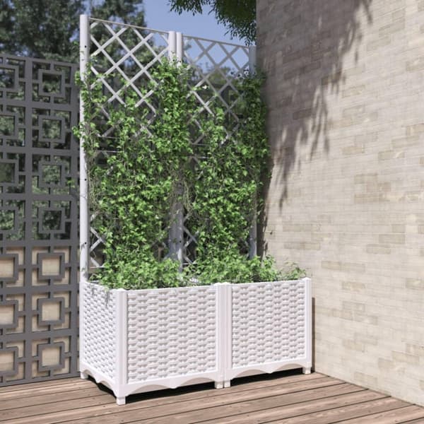 vidaXL plantekasse med espalier 80x40x136 cm PP hvid