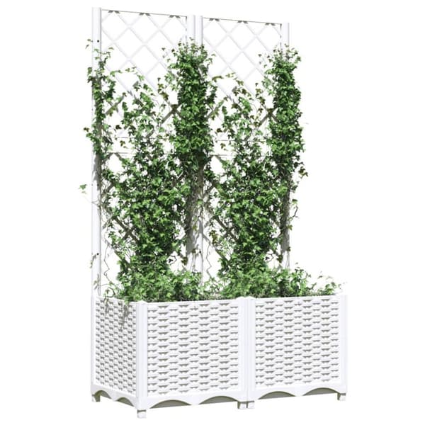 vidaXL plantekasse med espalier 80x40x136 cm PP hvid