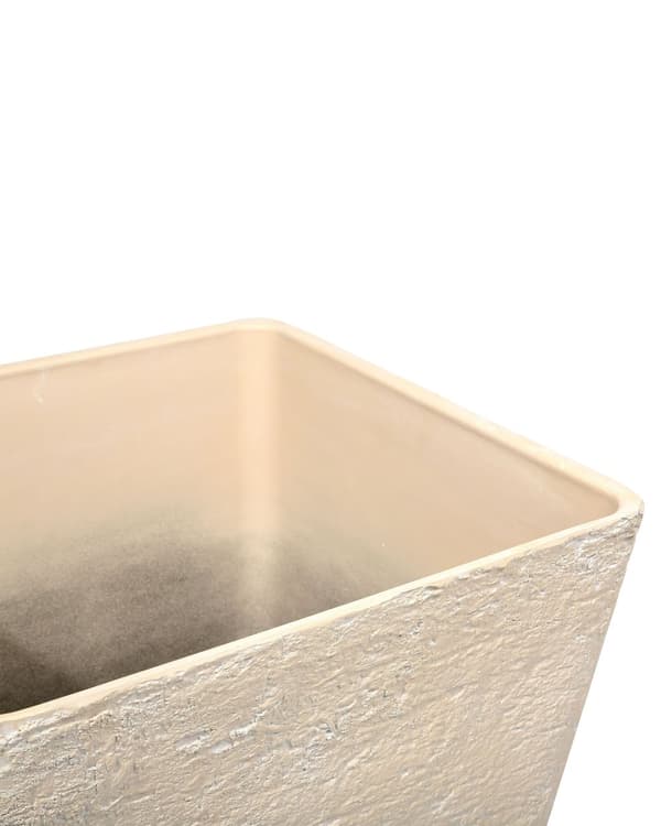 Plantekrukke Beige Stenblanding Polyresin 49 x 49 x 53 cm Dekorativ Stor Firkant Indendørs Udendørs Urtepotte med Afløbshuller til Haven
