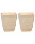 Miniatyrbillede 1 af 8: Plantekrukke Beige Stenblanding Polyresin 49 x 49 x 53 cm Dekorativ Stor Firkant Indendørs Udendørs Urtepotte med Afløbshuller til Haven