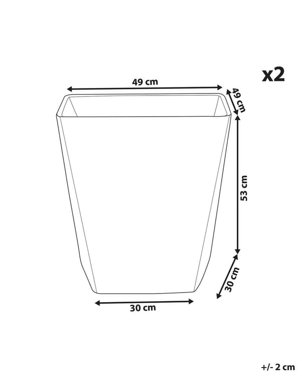 Plantekrukke Grå Stenblanding Polyresin 49x49 x 53 cm Dekorativ Stor Firkant Indendørs Udendørs Urtepotte med Afløbshuller til Haven Terrasse